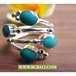 Finger Rings Turquoise Alpaca Silver Bali